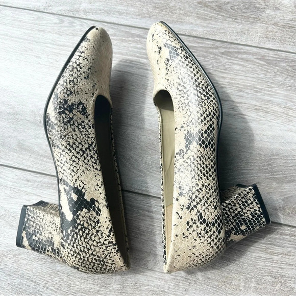 Enzo Angiolini Snake  Skin Square Toe Block Heel Pumps - Picture 8 of 15